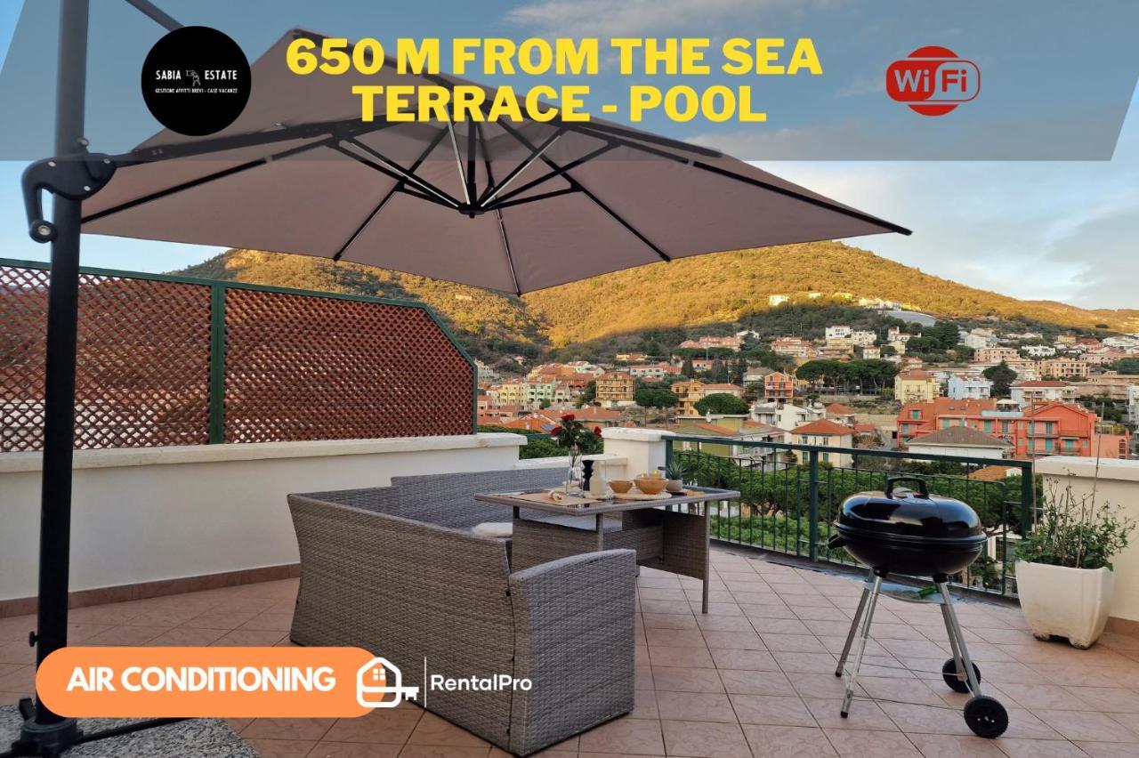 650 Metri Dal Mare - Wifi - Terrazzo - Piscina - A/C Appartamento Pietra Ligure Esterno foto